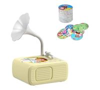 Sweako Kids Phonograph with 96 Cards, Toddler Gramophone Toy, Toddler Phonograph Record Player, Talking Flash Cards Record Player Story Player, Educational Music Interactive Toy for Kids (White)