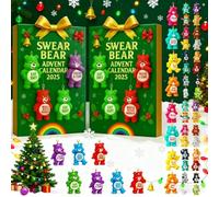 Swear Bear Advent Calendar 2025, Christmas Countdown Calendar 2D Animal Decor with Sass and Swear Words,Holiday Humor, Mischief Gift for Halloween (2pcs)