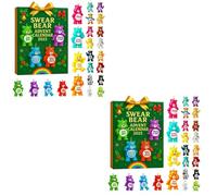 Swear Bear Advent Calendar 2025,My 24 Days Christmas Countdown Calendar 2D Animal Decor with Sass and Swear Words, Holiday Humor, Attitude, And Mischief Gift (2pcs)