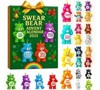 Swear Bear Advent Calendar 2025,Myideaglobal.My 24 Days Christmas Countdown Calendar 2D Animal Decor with Sass and Swear Words,Holiday Humor, Attitude, And Mischief Gift (swear bear)