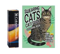 Swearing Cats Catitude Colouring Book, Adult Coloring Book Cats for Relaxation, Cute Cat Coloring Book, Vivid Cat Coloring Book for Kids - Cute Coloring Set Funny Relaxing Supplies for Kids Children