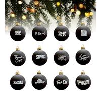 Sweary Bauble Bundle 12Pcs - Sweary Gag Christmas Ball Ornaments 2025 - Funny Hanging Ornaments - Offensive Tree Bauble Ornaments - Novelty Exchange Gifts for Adults (Black)
