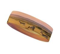 Sweat-Absorbent Sports Headband Fashionable Non-Slip Grassland Animals at Dusk Printed Headband Summer Accessories Elastic Band Suitable for Gym Football Yoga Running Hiking