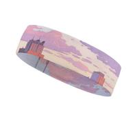 Sweat-Absorbent Sports Headband Fashionable Non-Slip Skyline at Dusk Printed Headband Summer Accessories Elastic Band Suitable for Gym Football Yoga Running Hiking