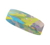 Sweat-Absorbent Sports Headband Fashionable Non-Slip Strange Rocks in The Creek Printed Headband Summer Accessories Elastic Band Suitable for Gym Football Yoga Running Hiking