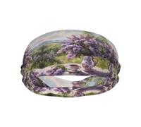 Sweat Bands Headbands for Women Men - Moisture Wicking Sport Headbands for Men, Elastic Lilacs Teapot Scenic Painting Workout Headbands for Women for Running Cycling Basketball Yoga