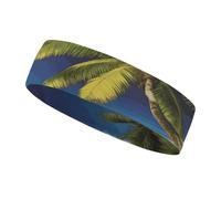 Sweat Headbands Beach Palm Tree Chairs Boats Printed Workout Headbands Sports Headband Elastic Soft Fashion Headband Absorb for Yoga Working Out Travel