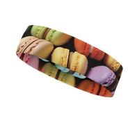 Sweat Headbands Macaron Biscuit Flavored Pastries Printed Workout Headbands Sports Headband Elastic Soft Fashion Headband Absorb for Yoga Working Out Travel