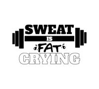 Sweat is Fat Crying Motivational Fitnesscenter Quotes Inspirational Workout Wall Stickers Paster Paper 30x56cm Self Adhesive Black