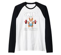 Sweat Is Just Fat Crying Cute Corgi Raglan Baseball Tee