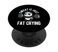 SWEAT IS JUST FAT CRYING Panda Fitness Motivation PopSockets Adhesive PopGrip