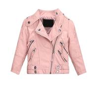 Sweat Jacket Children's Winter Jacket Children Girls Spring PU Leather Jacket Motorcycle Coat for Boys Faux Leather Jacket, pink, 9-10 Jahre