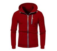 Sweat Jacket Men's 2025 Autumn Winter Zip Hoodie Casual Outdoor Hoodie Long Sleeves Men's Training Hoodie with Zip and Pockets Long Sleeve Jacket Fitness Jogging Sports Jacket, red, XL