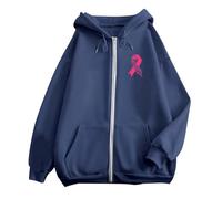 Sweat Jacket Women's Oversize Hoodie Y2K Jacket Sweatshirt with Print on Breast Cancer Prevention and Fighting Lightweight Transition Jacket Women Autumn Winter Sports Jackets with Zip, navy, XL