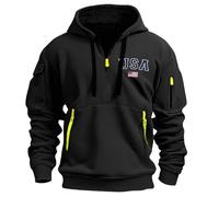 Sweat Pullover Men's Blend Hoodie Men's Oversize Black Slim Fit Sweat Jacket Half Zip Leisure Jacket Comfortable Sweatshirt Plain Sportswear Autumn Winter Transition Coat Lightweight Sports Top, black