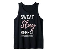 Sweat Slay Repeat Funny Fitness Gym Baddie Womens Top Tank Top