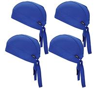 Sweat Wicking Doo Rag Cooling Dew Rag Helmet Liner Hat Large Motorcycle Head Wrap Bandana Skull Caps for Men and Women, Blue 4 Pack, Medium