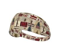 Sweatbands Headbands for Women and Men, Rustic Plaid Forest Lodge Sports Workout Headbands Running Athletic Sweatband