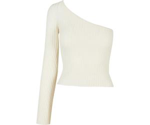 Sweater court ribbed knit one sleeve woman Urban Classics Blanc L