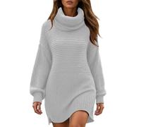 Sweater for Women Solid Cowl Neck Knit Oversized Jumper Dress | Loose Fit Tunic Sweater Slouchy Fold Over Cowl Neck Long Balloon Sleeve Drop Shoulder Horizontal Knit Straight Hem