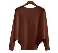 Sweater for Women UK Boat Neck Batwing Sleeves Dolman Loose Knitted Sweaters Pullovers Jumper Tops Ladies Winter Fahion Outwear Solid Jumper Tops (Brown, XXXL)