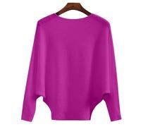 Sweater for Women UK Boat Neck Batwing Sleeves Dolman Loose Knitted Sweaters Pullovers Jumper Tops Ladies Winter Fahion Outwear Solid Jumper Tops (Dark Purple, XXL)