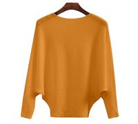 Sweater for Women UK Boat Neck Batwing Sleeves Dolman Loose Knitted Sweaters Pullovers Jumper Tops Ladies Winter Fahion Outwear Solid Jumper Tops (Gold, S)