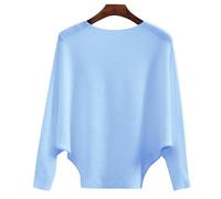 Sweater for Women UK Boat Neck Batwing Sleeves Dolman Loose Knitted Sweaters Pullovers Jumper Tops Ladies Winter Fahion Outwear Solid Jumper Tops (Sky Blue, XXXL)