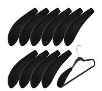 Sweater Hanger Shaper - 10pcs Non-Slip Velvet Wide Standard Suit Pads, Black Foam Shoulder Accessory, Clothing Protection Guard, Contoured Garment Support | Reliable Aid for Home, Hotel, Dorm, Closet