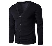 Sweater Men Button Down V Neck Jumper Cardigan For Men Big And Tall Casual Knitted Cardigan Jacket fashion casual color V-Neck long sleeve sweater Sportswear Knitwear Tops Sale Clearance Black L