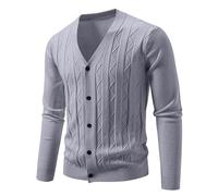 Sweater Men Winter Solid Color Cardigan Knitted Button Knitted Sweater Men's Casual Sweater Cold Protection Winter Thick Cardigan Outdoor, A Grey, M