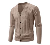 Sweater Men Winter Solid Color Cardigan Knitted Button Knitted Sweater Men's Casual Sweater Cold Protection Winter Thick Cardigan Outdoor, A Coffee, M