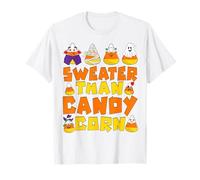 Sweater Than Candy Corn Funny Women Candy Corn Halloween Day T-Shirt