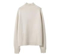 Sweater Woman Winter Turtleneck Loose Pullovers Knit Pulls Long Sleeve Top Winter Women's Jersey White S