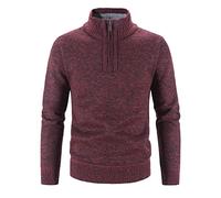 Sweaters For Men Uk 1/4 Zip Up Jumper Shirts Winter Long Sleeve Zipper Half High Neck Sweater Knitwear Turtleneck Sweater Tunic Tops Pullover Sweatshirt Jumpers Thick Knitted Sweaters Wine