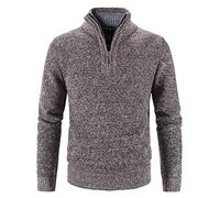 Sweaters For Men Uk 1/4 Zip Up Jumper Shirts Winter Long Sleeve Zipper Half High Neck Sweater Knitwear Turtleneck Sweater Tunic Tops Pullover Sweatshirt Jumpers Thick Knitted Sweaters Coffee