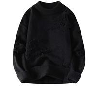Sweaters for Men UK Crew Neck Knitted Jumpers Long Sleeve Colour Block Sweater Relaxed Fit Round Neck Smart Jumper Fashion Patchwork Knitwear Autumn Winter Mens Lounge Wear