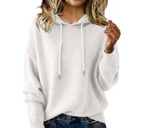 Sweaters for Women Long Sleeve Knits Hoodie Cozy, Lightweight Pullover Merino Wool Fall 2026 Winter Topscashmere (White,L)