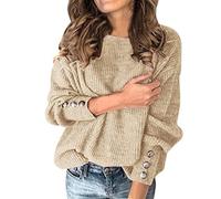 Sweaters for Women Uk Winter, Women's Jumper Crewneck Cable Knit Long Sleeve Striped Crewneck Pullover Tunic Patchwork Tops Women's Jumpers Crew Neck Fine Knit Jumper Sweaters Tops