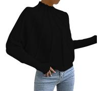 Sweaters For Women Uk,Women’S Half Turtleneck Long Sleeve Fall Oversized Mock Neck A Shaped Woven Strip Sweater Pullover Sweater Top