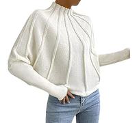 Sweaters For Women Uk,Women’S Half Turtleneck Long Sleeve Fall Oversized Mock Neck A Shaped Woven Strip Sweater Pullover Sweater Top