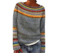 Sweaters for Women Winter Fall Casual Long Sleeve Pullover Trendy Crew Neck Knitted Loose Comfort Tops Outing Clothing (Pattern 5,XL)