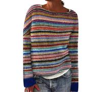 Sweaters for Women Winter Fall Casual Long Sleeve Pullover Trendy Crew Neck Knitted Loose Comfort Tops Outing Clothing (Pattern 8,Large)