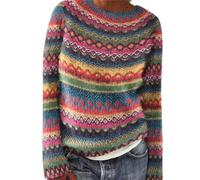 Sweaters for Women Winter Fall Casual Long Sleeve Pullover Trendy Crew Neck Knitted Loose Comfort Tops Outing Clothing (Pattern 10,Medium)