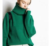 Sweaters For Women,Women'S Cashmere Turtleneck Sweater Autumn And Winter Warm Casual Loose Oversized Pullover, Fashionable Knitted Stretch Top, Pure Color Casual Elegant Street Sweater,Green,M