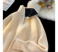 Sweaters that Suit Your Lifestyle Classic Men's Knitted Half Zip Design (XL Apricot)