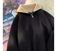 Sweaters that Suit Your Lifestyle Classic Men's Knitted Half Zip Design (XL Black)