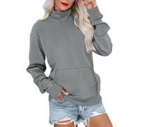 sweatershirts for women UK High neck autumn and winter models thickened loose warm long-sleeved top With pockets comfortable oversized Dark Gray