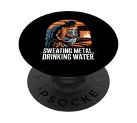 Sweating Metal Drinking Water Steel Mill Worker PopSockets Adhesive PopGrip