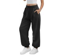 Sweatpants Bottoms for Women Lightweight Inside Waist Drawstring Baggy Trousers with Pockets Casual Comfy Autumn Winter Warmth Buttoms Fashionable Workout Hiking Jounge Sweat Pants Black